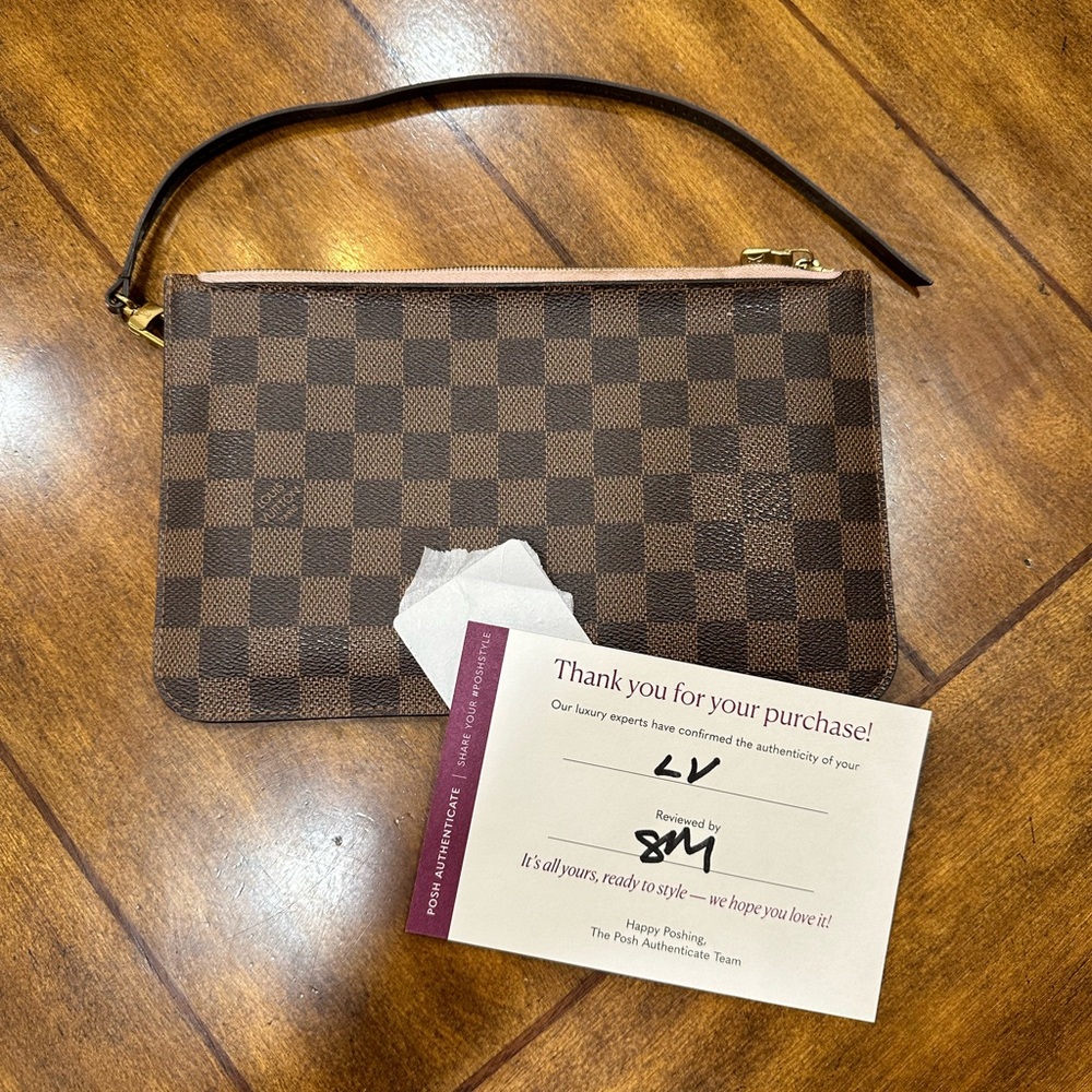 Louis Vuitton Damier Ebene Neverfull Pouchette Wallet